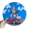 Zegar grafika Fiat 125p na tle Pałacu Kultury