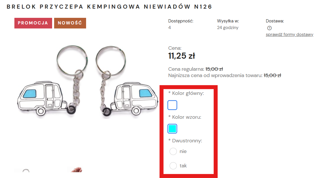 Niektóre produkty mają kilka wariantów do wyboru